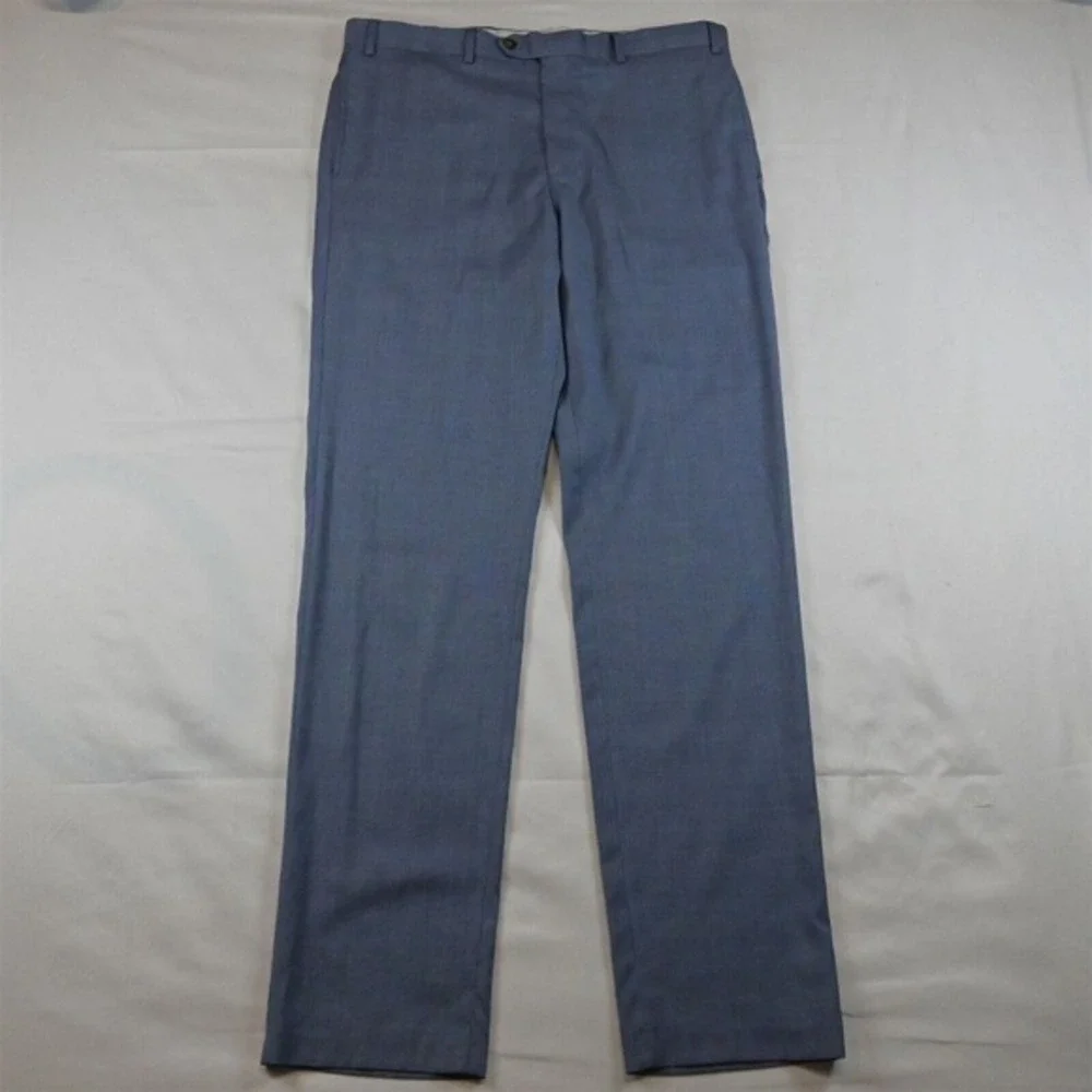 Ralph Lauren 36 x 34 Light Blue Plaid‎ Slim Fit Dress Pants